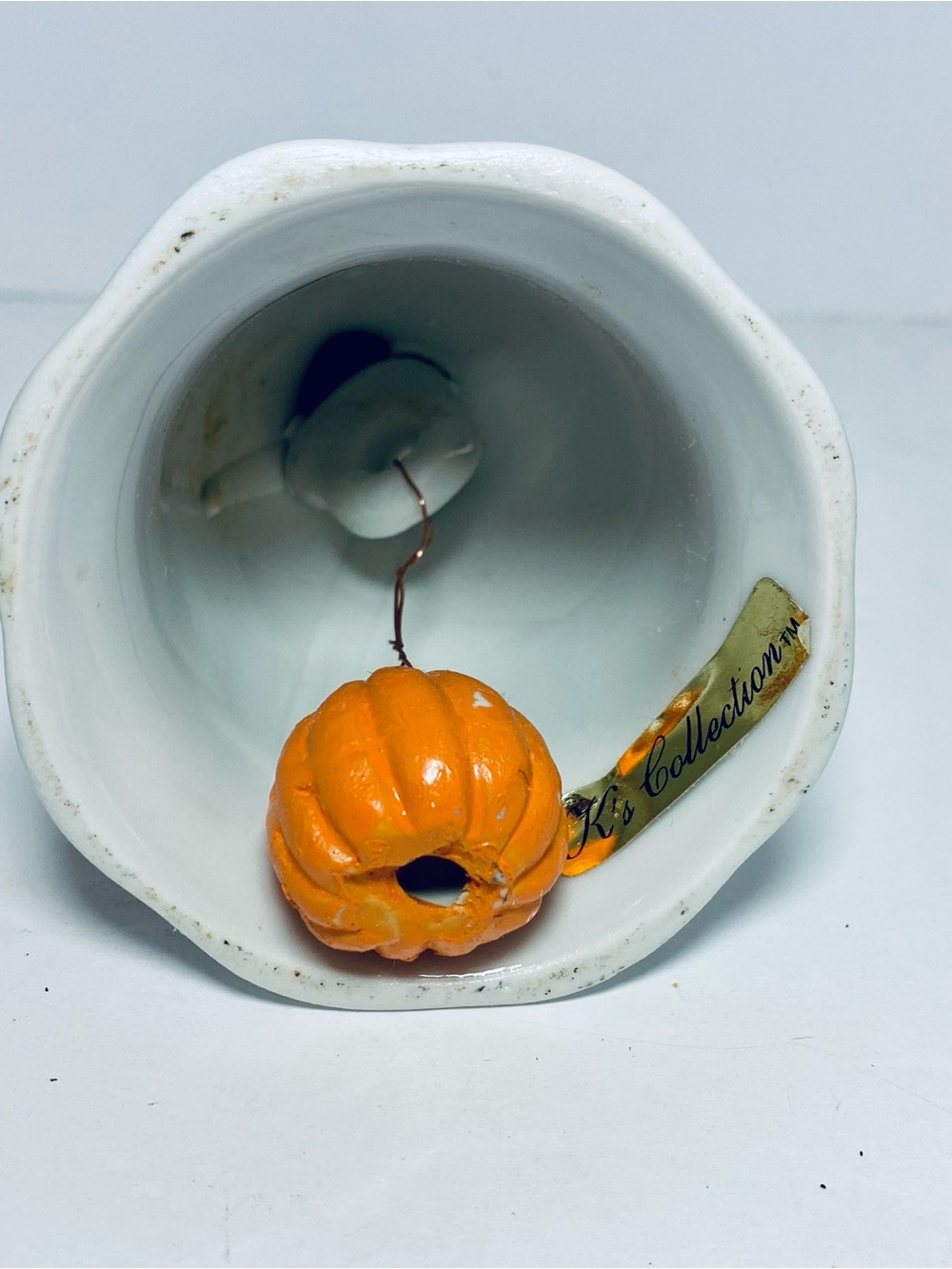 Thanksgiving Turkey Porcelain Handbell Pumpkin Clapper K's Collection NWT - Picture 10 of 12